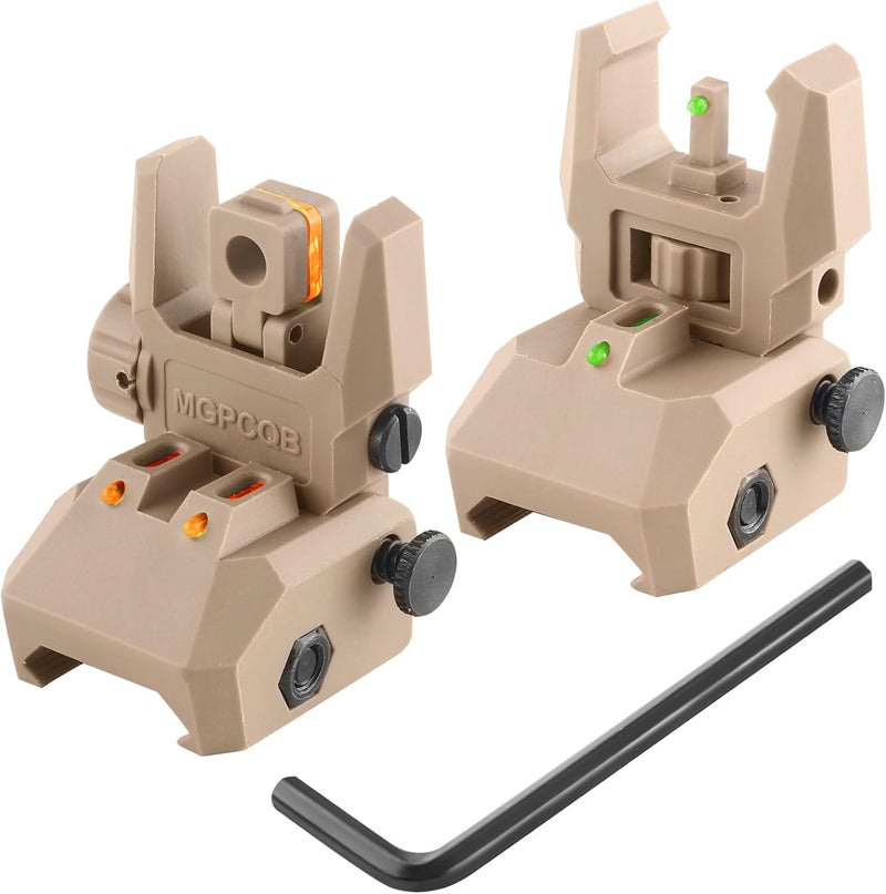 TPRCOL Flip Up Sight Front and Rear Flip Lightweight Sights,with Green Red Fiber Optics Dots, Mounted on Any Picatinny or Weaver Rail - Image 2